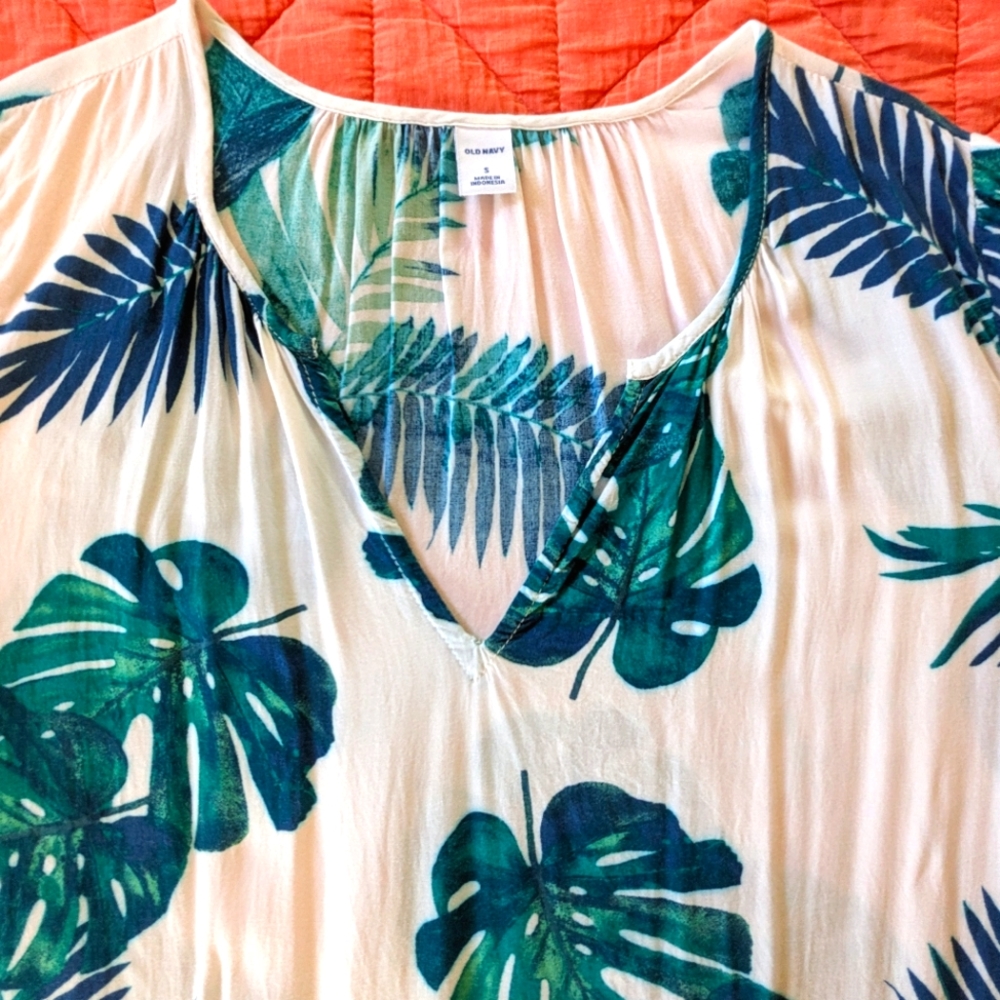 Botanical Print Split Neck Blouse - image 2